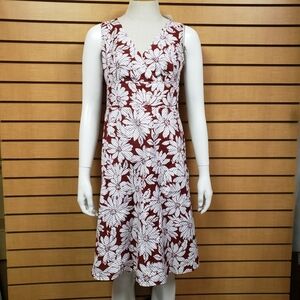 Ann Taylor Petites Sleeveless Dress Size 0 Petite Red And White Striped Floral